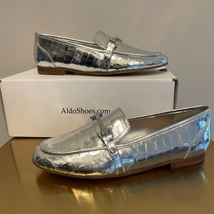 New in Box ALDO Astawia Loafer Silver, Sz 7